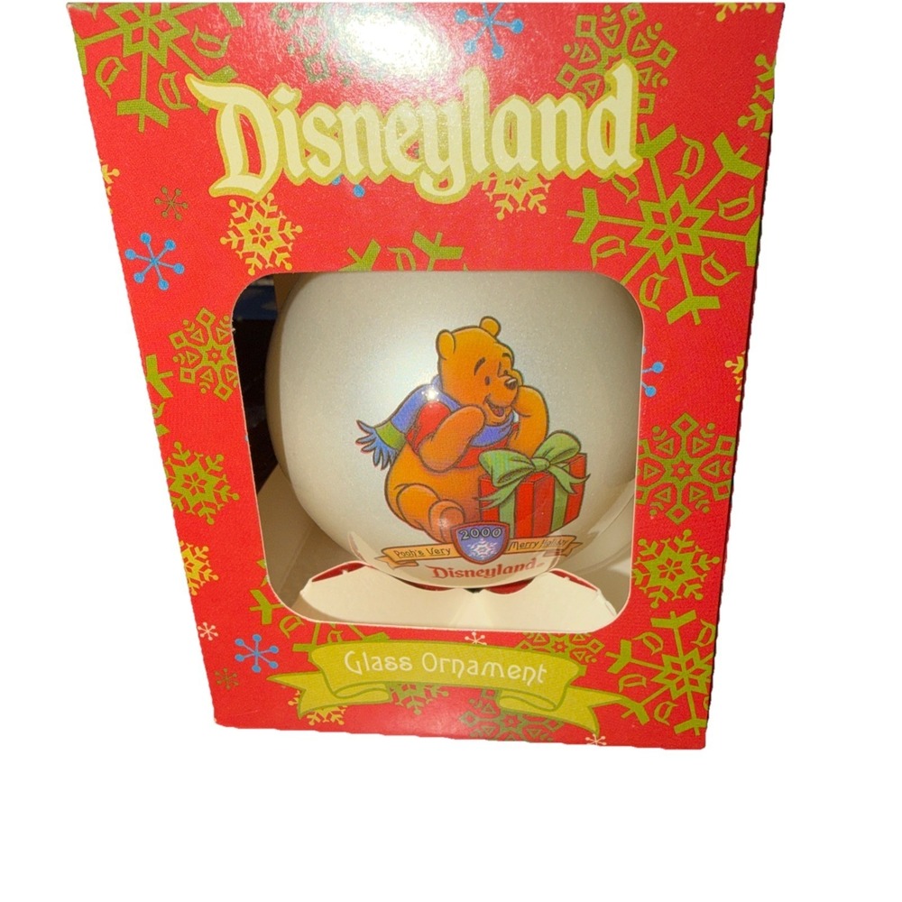 Vintage 2000 DisneyLand  Winnie the Pooh Glass Christmas Ornament Disney